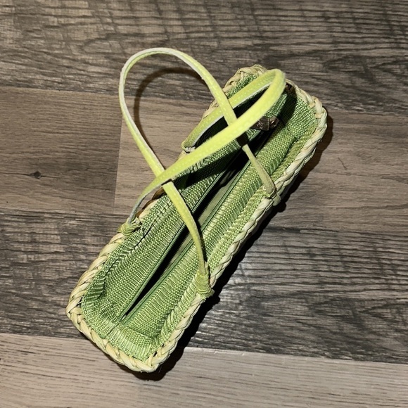 Sun and Sand straw handbag purse green palm trees - Picture 4 of 14